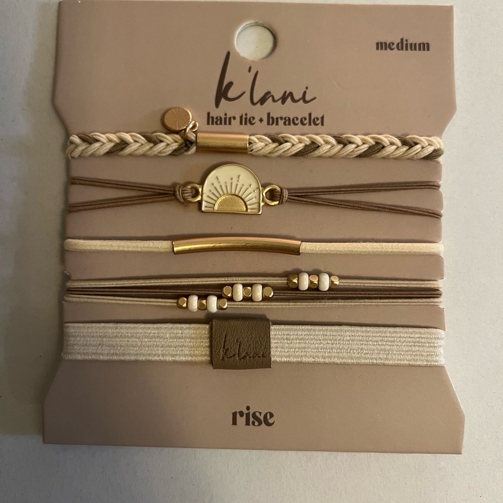 Klani Sunburst Beige and Gold Hair Tie Set